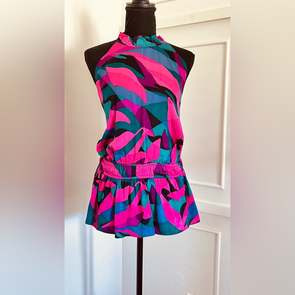 NWT Nine West XXL Geometric Halter Blouse